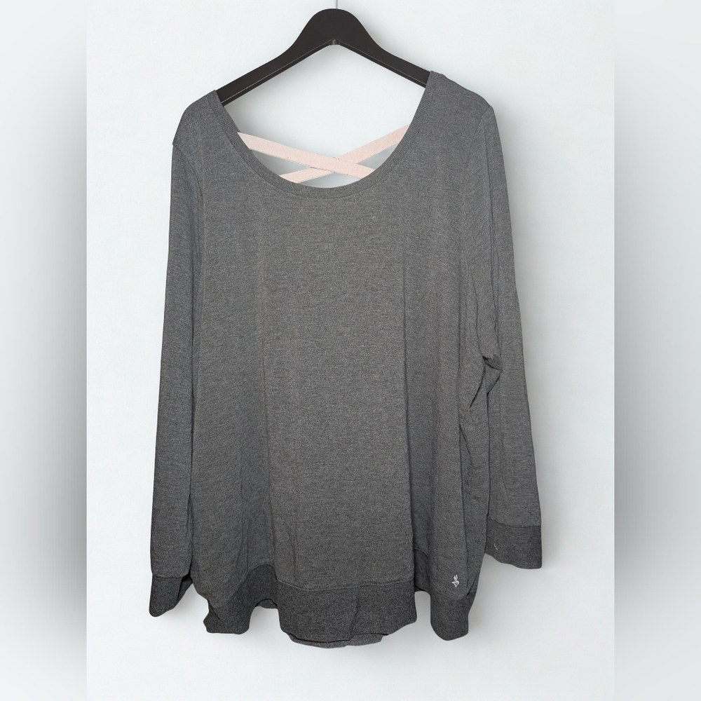 Torrid Crisscross Back Sweatshirt Charcoal Gray Blush Straps 5X